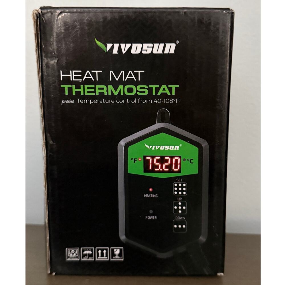 Heat Mat Thermostat – Digital Temperature Controller 40-108F Seedlings & Reptile